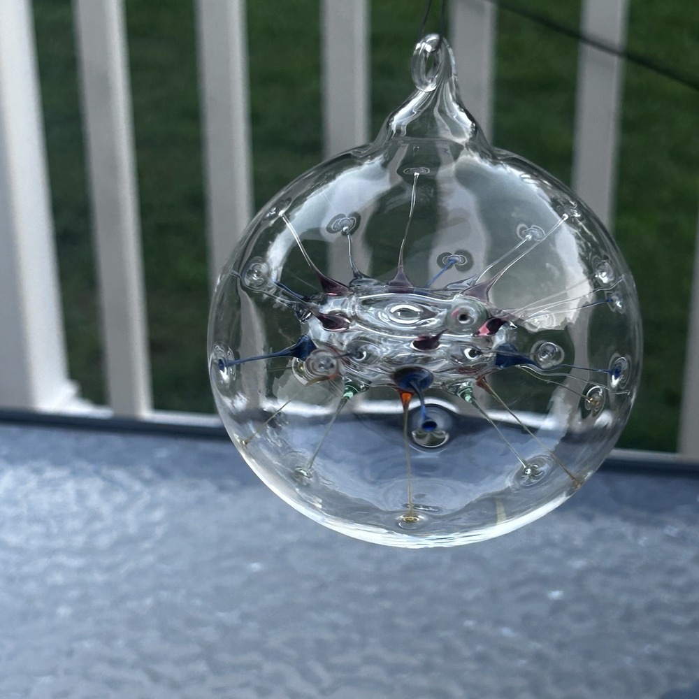 Hand Blown Art Glass Orb Ornament Sun Catcher 3" Multicolor Witch's Ball